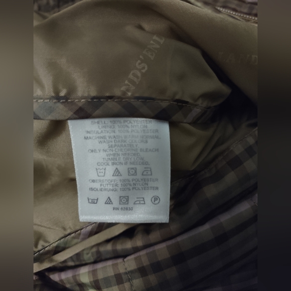 Lands End Sleeveless Vest Style Jacket Golden plaid colors, size S 6-8 - Picture 5 of 11